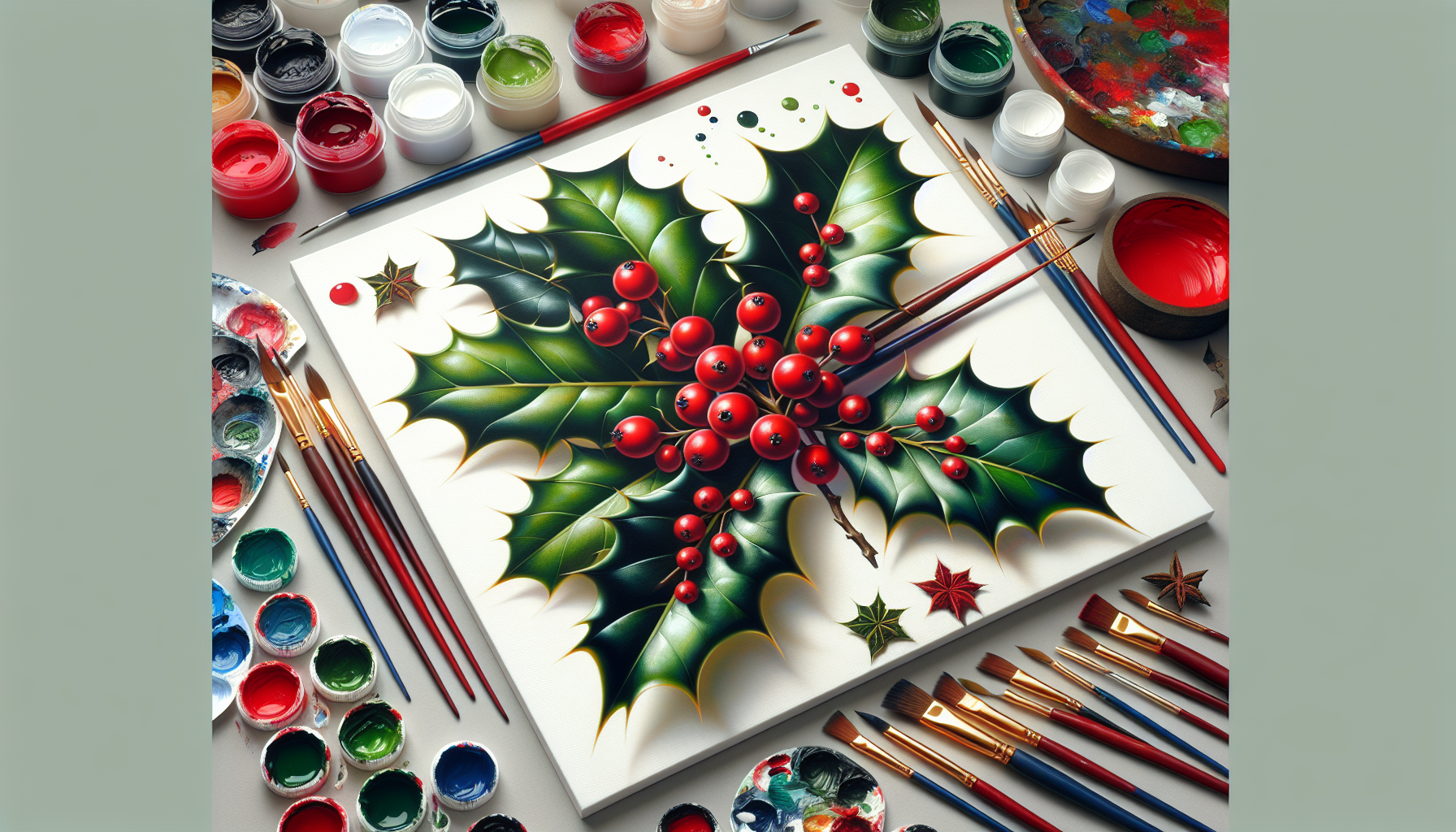 How To Paint Holly Leaves In Acrylic