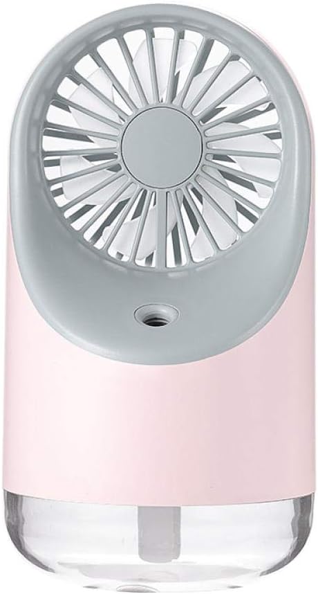 Humidifier 3 in 1 Portbale Handheld Humidifier Fan USB Mini Air Cooling Diffuser Fan with Led Night Lamp Rechargeable Desktop Fan for Home@White,Pink
