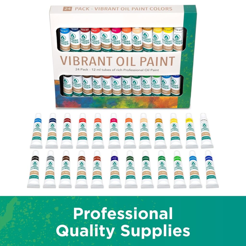 XXL Oil Paint Set - 24 Paints, 25 Brushes, 1 Canvas, and Art Palette - Oil Painting Supplies for Kids and Adults, Paint Supplies
