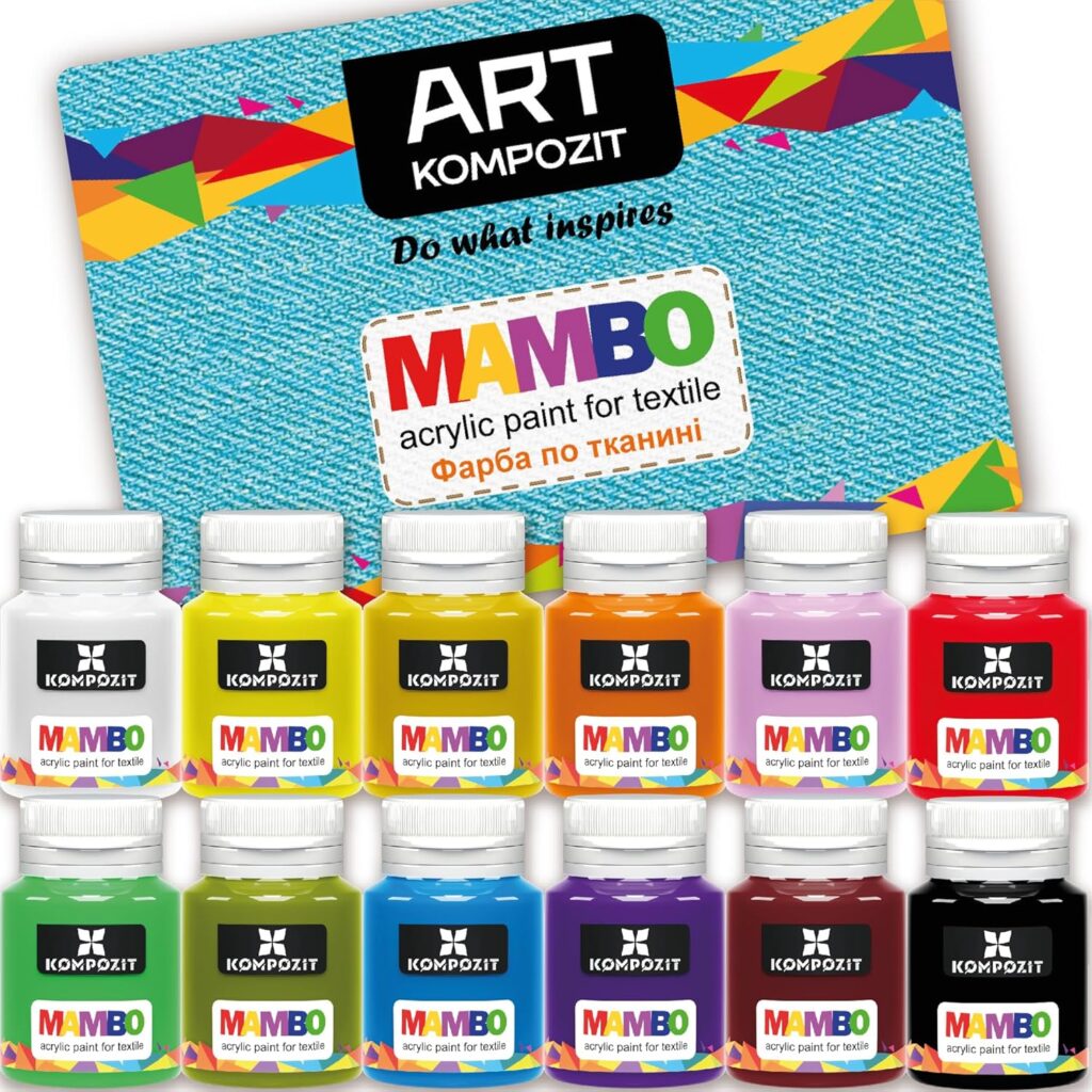 Acrylic Fabric Paint Set for Clothes Permanent - Basic Colors 9x20 ml (0.68 Fl Oz) - For Leather, T-shirt, Shoe, Upholstery, Furniture - Non-Toxic, Long-Lasting, Waterproof