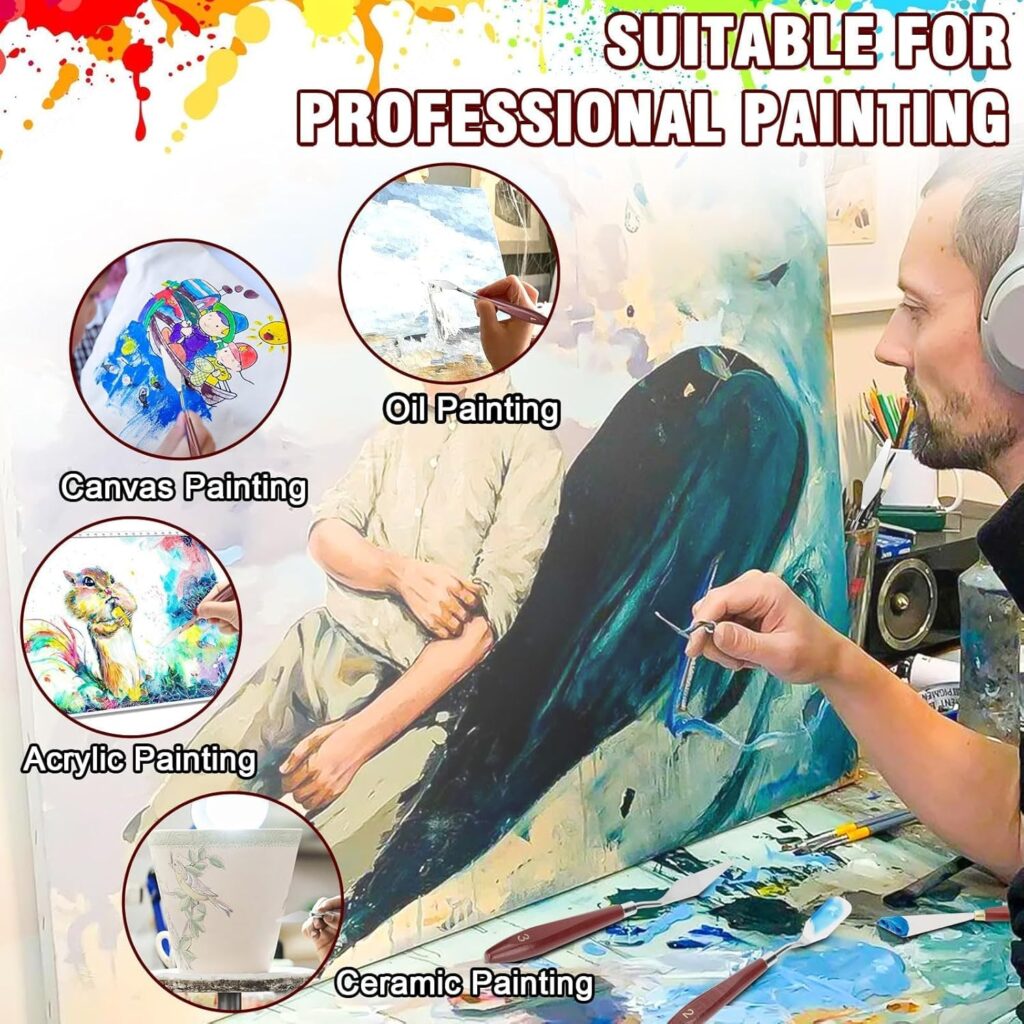 EEEKit 7 PCS Palette Knife Set, Stainless Steel Spatula Palette Knives, Pallet Knife for Oil Canvas Acrylic Painting