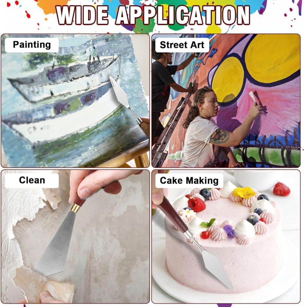 EEEKit 7 PCS Palette Knife Set, Stainless Steel Spatula Palette Knives, Pallet Knife for Oil Canvas Acrylic Painting